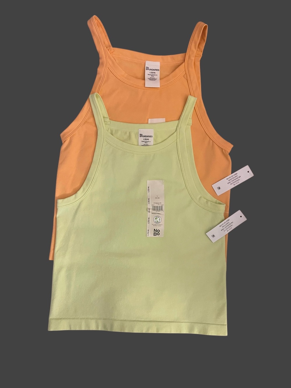 No Boundaries Girls Tank Top 2-Pack — Neon Peach and Light Green
